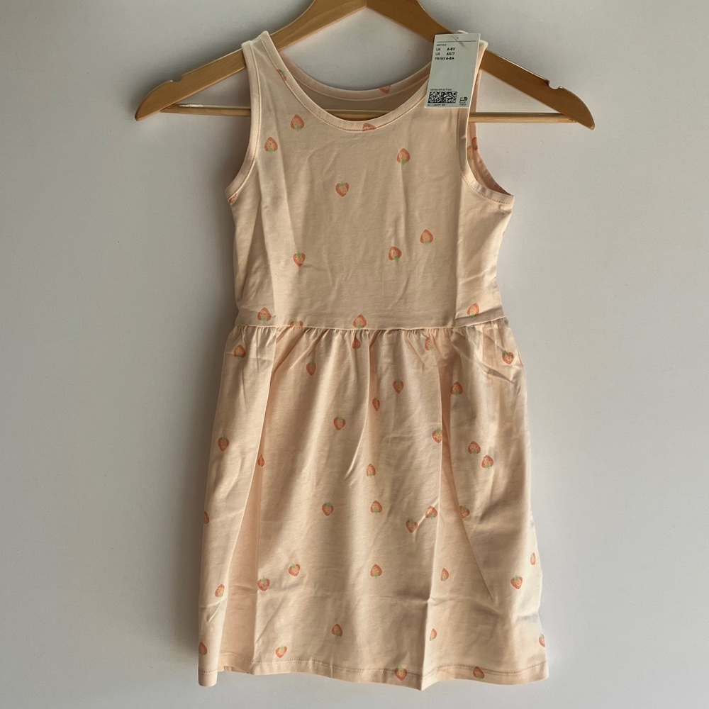 H&M Light Pink Kids Dress with Peach Print